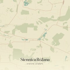 Vintage map of Siennica Rózana, Poland.