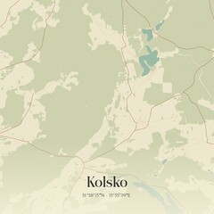 Vintage map of Kolsko, Poland.