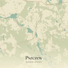 Vintage map of Pszczew, Poland.