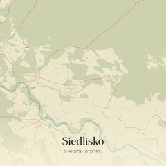 Vintage map of Siedlisko, Poland.