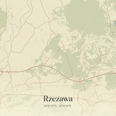Vintage map of Rzezawa, Poland.