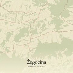 Vintage map of Zegocina, Poland.