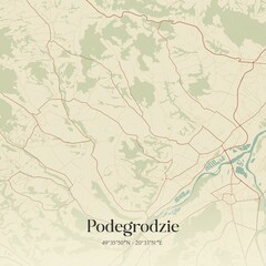 Fototapeta premium Vintage map of Podegrodzie, Poland.