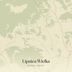 Vintage map of Lipnica Wielka, Poland.