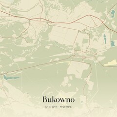 Vintage map of Bukowno, Poland.