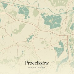 Vintage map of Przeciszów, Poland.