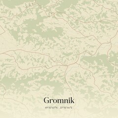 Obraz premium Vintage map of Gromnik, Poland.