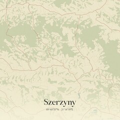 Vintage map of Szerzyny, Poland.