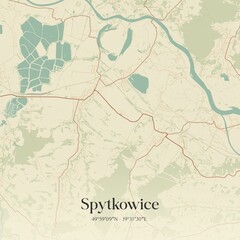 Vintage map of Spytkowice, Poland.