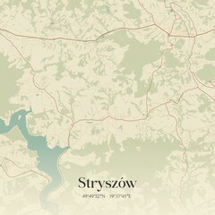 Vintage map of Stryszów, Poland.