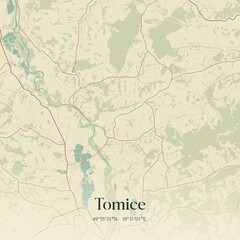 Vintage map of Tomice, Poland.