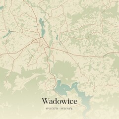 Vintage map of Wadowice, Poland.