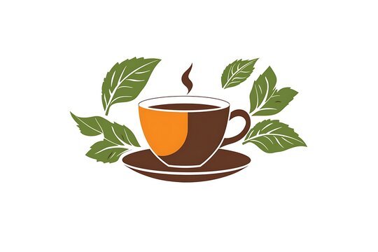 A simple and elegant minimalistic tea business logo in red color.