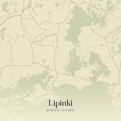 Vintage map of Lipinki, Poland.