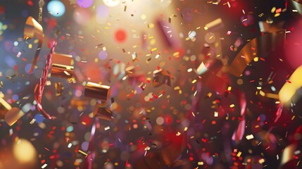 A party with confetti falling from the ceiling