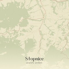 Vintage map of Slopnice, Poland.