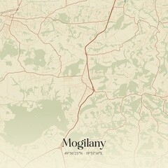 Vintage map of Mogilany, Poland.
