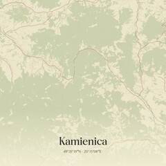 Vintage map of Kamienica, Poland. © Rezona