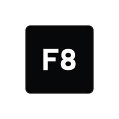Key with with F8 symbol. Black computer keyboard. Button icon vector illustration. 
