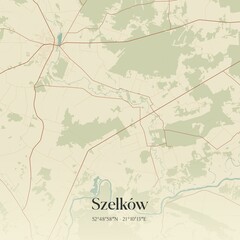 Vintage map of Szelk�w, Poland.