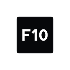 Key with with F10 symbol. Black computer keyboard. Button icon vector illustration. 
