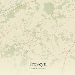 Vintage map of Troszyn, Poland.