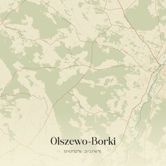 Vintage map of Olszewo-Borki, Poland.