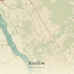 Vintage map of J�zef�w, Poland.