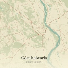 Vintage map of G�ra Kalwaria, Poland.