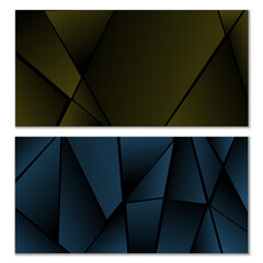 Abstract polygonal pattern. Set of two dark gradient polygonal backgrounds. Background design, cover, postcard, banner, wallpaper