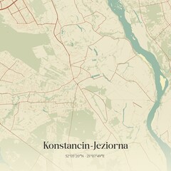 Vintage map of Konstancin-Jeziorna, Poland.