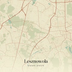 Vintage map of Lesznowola, Poland.