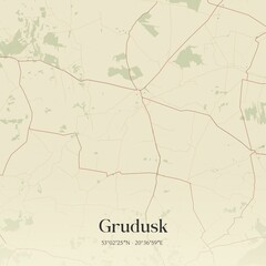 Vintage map of Grudusk, Poland.