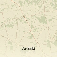 Vintage map of Zaluski, Poland.