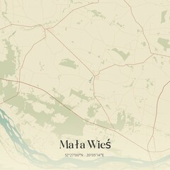 Vintage map of Mala Wies, Poland.