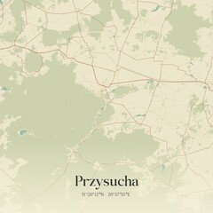 Vintage map of Przysucha, Poland.