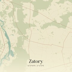 Vintage map of Zatory, Poland.