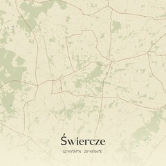 Vintage map of Swiercze, Poland.