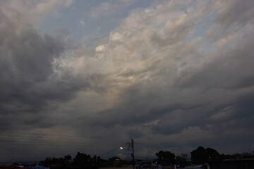 Cloudy sky in the evening,Thailand,View from the road.