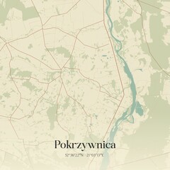 Vintage map of Pokrzywnica, Poland.