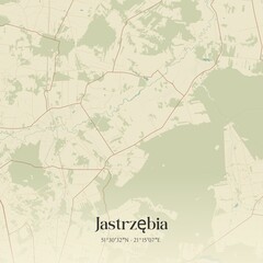 Vintage map of Jastrzebia, Poland.