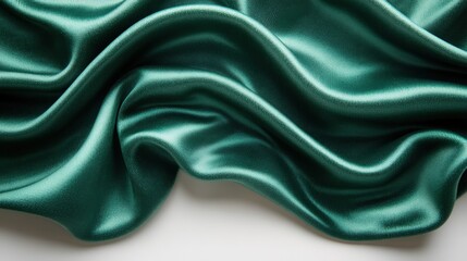 Obraz premium Close-up of rich emerald green velvet fabric highlighting its texture and sheen