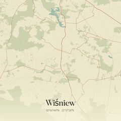 Obraz premium Vintage map of Wisniew, Poland.