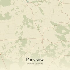 Vintage map of Parysów, Poland.