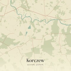 Vintage map of Korczew, Poland.