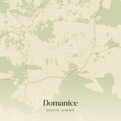 Vintage map of Domanice, Poland.