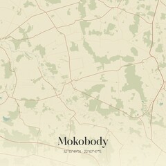 Vintage map of Mokobody, Poland.