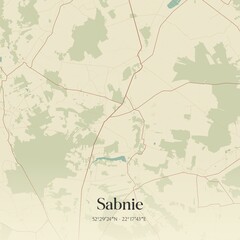 Vintage map of Sabnie, Poland.