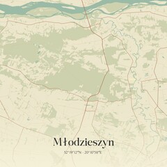 Vintage map of Mlodzieszyn, Poland.