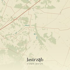 Vintage map of Jastrzab, Poland.